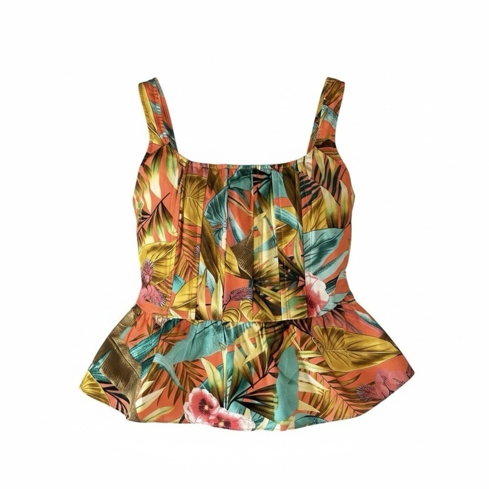 Milk & Honey Women's Ruffled Beach Themed Tank Top Size Medium